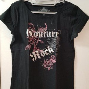 Couture Rocks stoned silver foil short sleeve tee